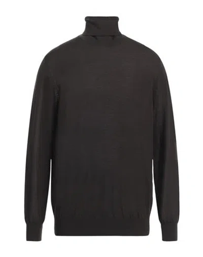 Kangra Cashmere Kangra Man Turtleneck Dark Brown Size 48 Merino Wool In Brown