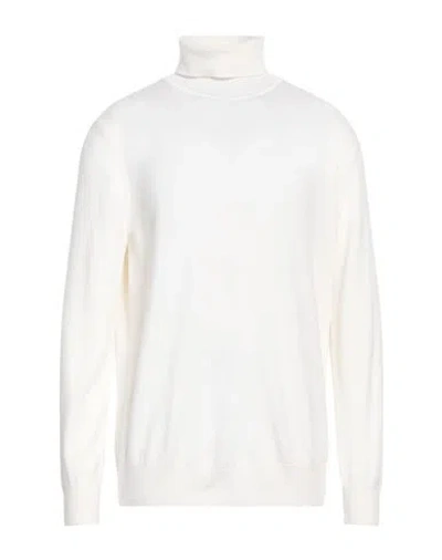 Kangra Man Turtleneck Ivory Size 46 Merino Wool, Silk, Cashmere In White