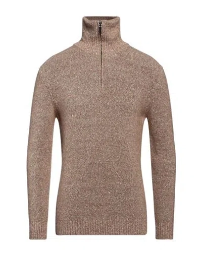 Kangra Cashmere Kangra Man Turtleneck Light Brown Size 38 Alpaca Wool, Cotton, Polyamide, Merino Wool, Elastane In Beige