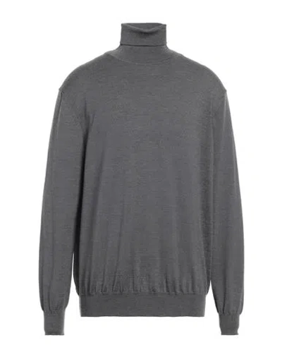 Kangra Cashmere Kangra Man Turtleneck Lead Size 48 Merino Wool In Grey