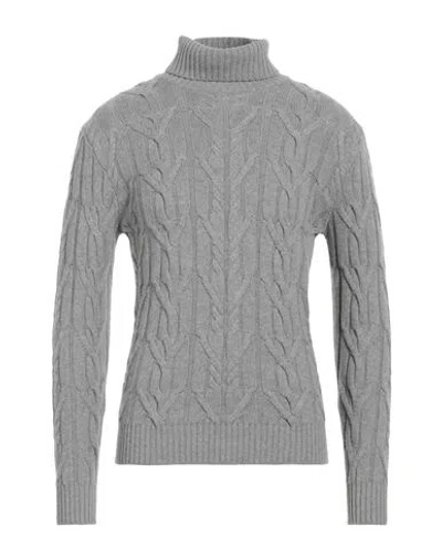 Kangra Man Turtleneck Light Grey Size 44 Merino Wool, Silk, Cashmere