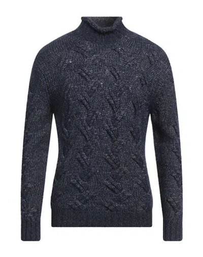 Kangra Cashmere Kangra Man Turtleneck Midnight Blue Size 40 Cotton, Wool, Acrylic, Alpaca Wool In Blue