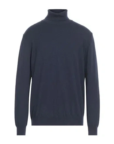 Kangra Cashmere Kangra Man Turtleneck Midnight Blue Size 46 Merino Wool, Silk, Cashmere In Blue