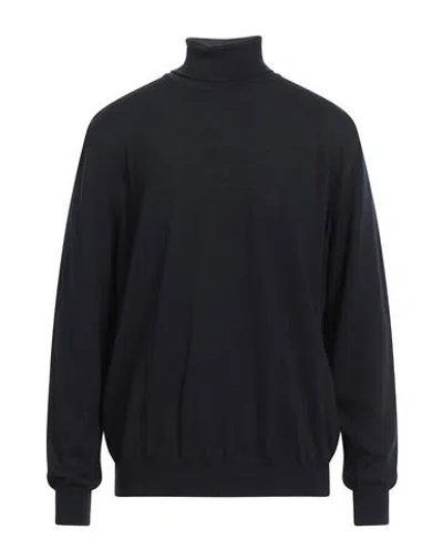 Kangra Cashmere Kangra Man Turtleneck Midnight Blue Size 50 Merino Wool In Blue