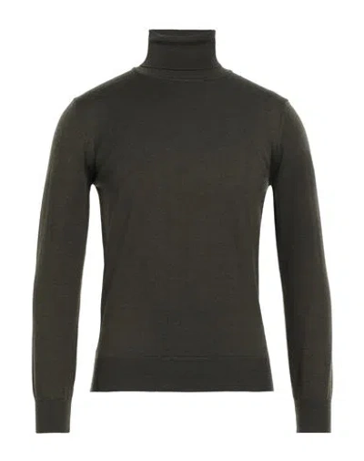 Kangra Cashmere Kangra Man Turtleneck Military Green Size 36 Merino Wool In Green