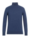 Kangra Cashmere Kangra Man Turtleneck Navy Blue Size 46 Merino Wool, Silk, Cashmere
