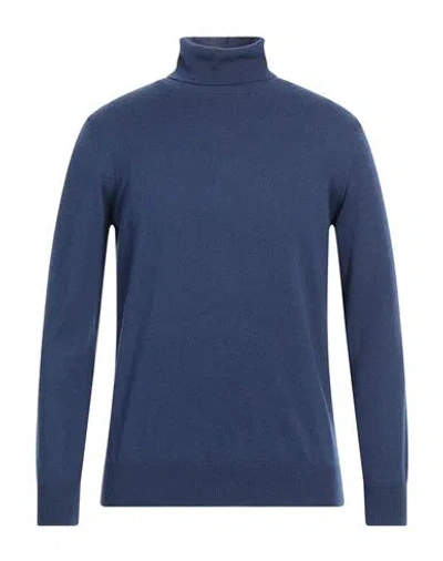 Kangra Man Turtleneck Navy Blue Size 40 Merino Wool, Silk, Cashmere