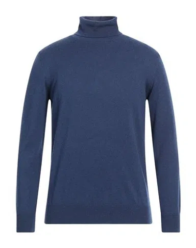 Kangra Man Turtleneck Navy Blue Size 46 Merino Wool, Silk, Cashmere