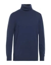 Kangra Cashmere Kangra Man Turtleneck Navy Size 46 Merino Wool, Silk, Cashmere In Navy Blue