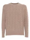 Kangra Cashmere Ribbed Crewneck Sweater In Brown