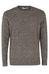 Kangra Cashmere Kangra Classic Round Neck Sweater With Ribbed Trim In Moro