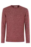 Kangra Cashmere Kangra Melange Currant Crew Neck Sweater With Ribbed Trim In Ribes