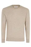 Kangra Cashmere Kangra Classic Crew Neck Sweater With Ribbed Piping In Tek