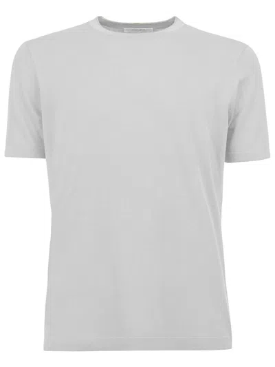 Kangra White Cotton Ribbed T-shirt