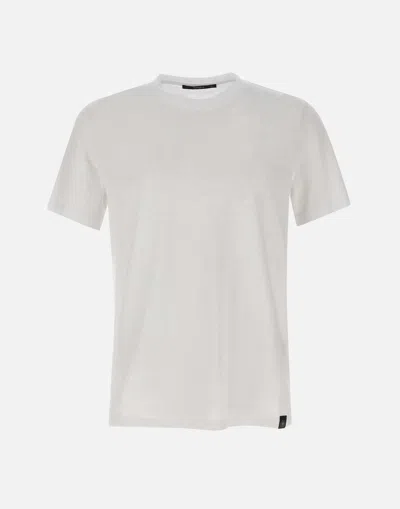 Kangra White Cotton T Shirt With Logo Label In Neutral