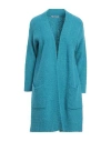 Kangra Woman Cardigan Turquoise Size 10 Alpaca Wool, Wool, Silk, Polyamide In Blue
