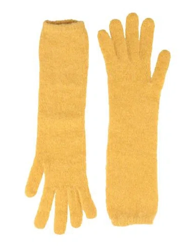 Kangra Woman Gloves Yellow Size Onesize Alpaca Wool, Polyamide, Wool
