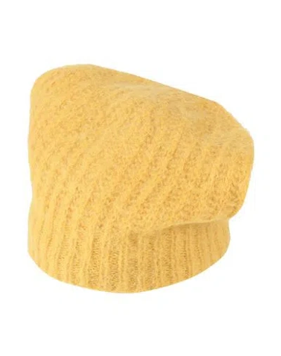Kangra Woman Hat Mustard Size Onesize Alpaca Wool, Polyamide, Merino Wool In Yellow