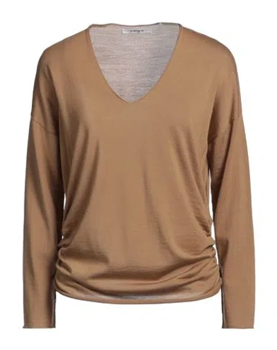 Kangra Woman Sweater Camel Size 4 Merino Wool In Beige