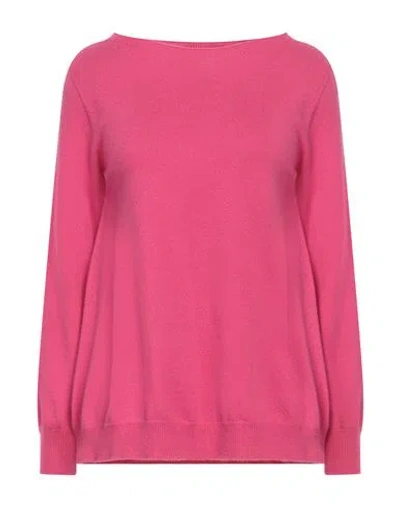 Kangra Woman Sweater Fuchsia Size 8 Wool, Silk, Cashmere In Pink