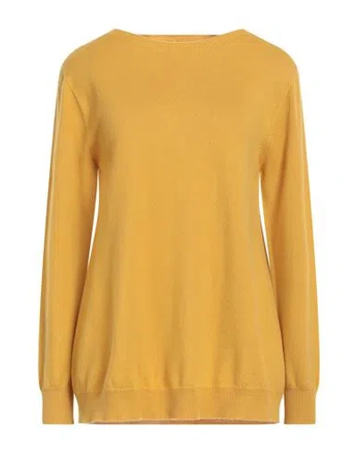 Kangra Woman Sweater Mustard Size 12 Wool, Silk, Cashmere In Yellow