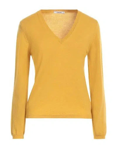 Kangra Woman Sweater Ocher Size 6 Merino Wool, Cashmere In Yellow