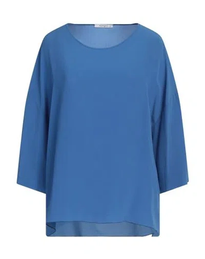 Kangra Cashmere Kangra Woman Top Azure Size 12 Silk In Blue