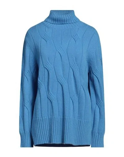 Kangra Woman Turtleneck Azure Size 10 Wool, Cashmere In Blue