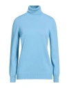 Kangra Cashmere Kangra Woman Turtleneck Azure Size 6 Wool, Silk, Cashmere In Blue