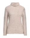 Kangra Cashmere Kangra Woman Turtleneck Beige Size 8 Alpaca Wool, Cotton, Polyamide, Wool, Elastane