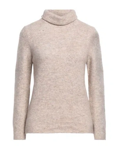 Kangra Woman Turtleneck Beige Size 8 Alpaca Wool, Cotton, Polyamide, Wool, Elastane In Gold