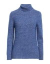 Kangra Cashmere Kangra Woman Turtleneck Blue Size 6 Alpaca Wool, Cotton, Polyamide, Wool, Elastane