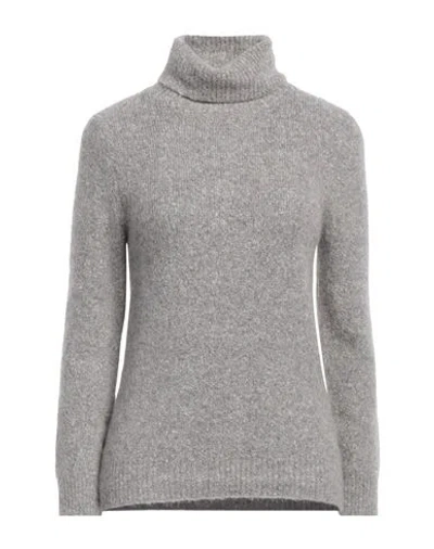 Kangra Cashmere Kangra Woman Turtleneck Taupe Size 8 Alpaca Wool, Cotton, Polyamide, Wool, Elastane In Grey