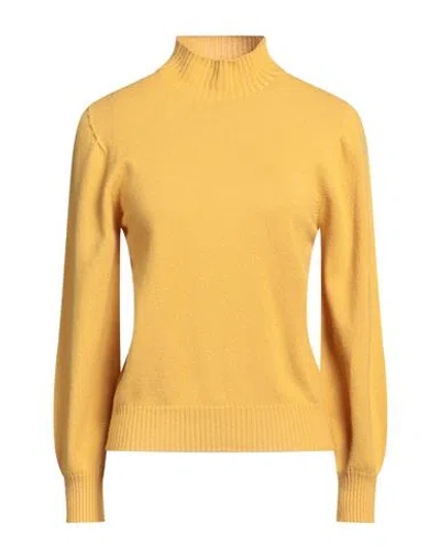 Kangra Cashmere Kangra Woman Turtleneck Ocher Size 8 Merino Wool, Cashmere In Yellow
