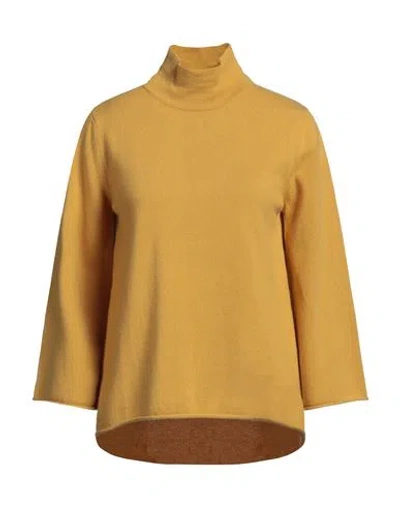 Kangra Woman Turtleneck Ocher Size 6 Wool, Silk, Cashmere In Yellow