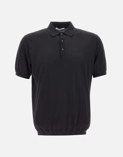 Kangra Cotton And Silk Black Polo Shirt