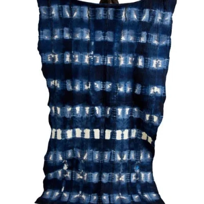Kanju Interiors Adire Tye-dye Lightweight Wool Throw Blanket In Blue