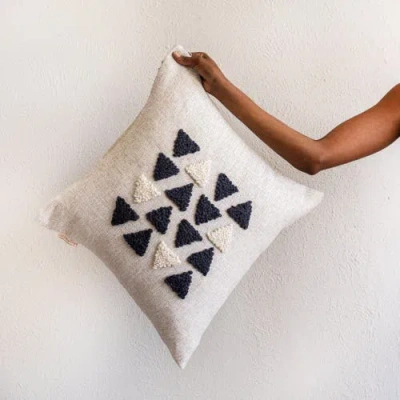 Kanju Interiors Afriscandi Harvest Wool + Cotton Throw Pillow In White