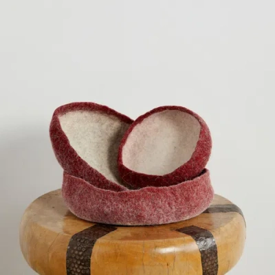 Kanju Interiors Berry Red Decorative Wool Nesting Bowl