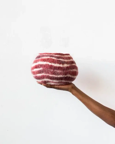 Kanju Interiors Berry Red Pathways Decorative Wool Ukhamba Bowl