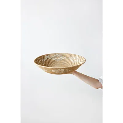 Kanju Interiors Blonde Rwanda Ivory Diamond Wall Basket In Brown