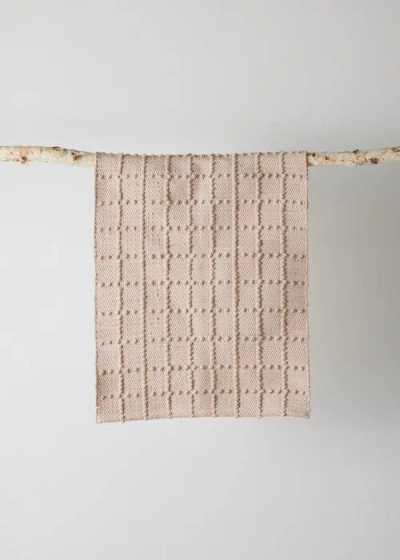 Kanju Interiors Blush Plaid Hand-loomed Cotton Bobble Mat In Neutral