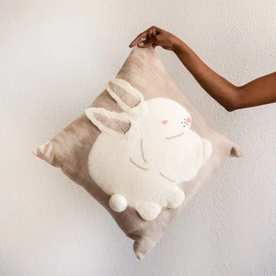 Kanju Interiors Bunny Rabbit Blush Wool Throw Pillow