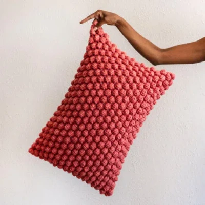 Kanju Interiors Cotton Bobbles Textured Throw Pillow In Red