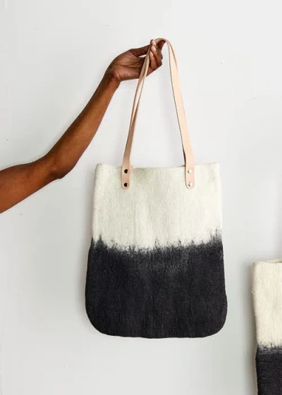 Kanju Interiors Eclipse Hand-felted Wool Tote In Black