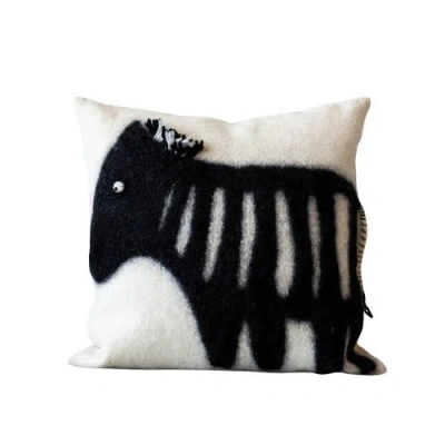 Kanju Interiors Felted Wool Zebra Throw Pillow In Multi