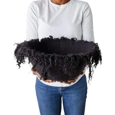 Kanju Interiors Fringed Skirt Decorative Bowl In Black