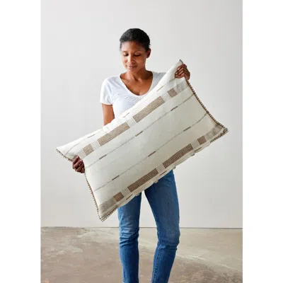 Kanju Interiors Fulcrum Oversized Cotton Lumbar Pillow In Neutral