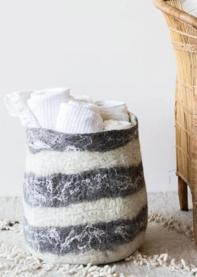 Kanju Interiors Ingobozi Woven Wool African Storage Basket In Multi