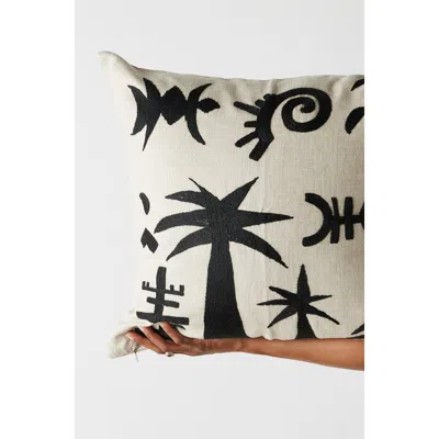 Kanju Interiors Keiskamma Linen & Silk Embroidered Throw Pillow In Black